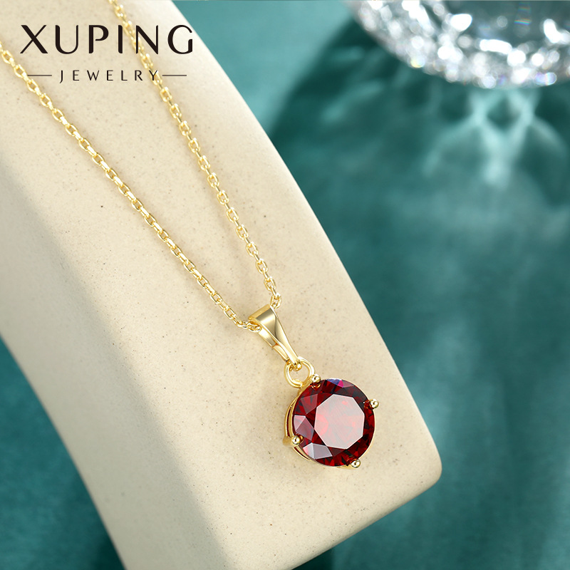 Joyería Xuping 14K collar de rubí de moda femenina minimalista personalidad cadena de clavícula fuente colgante