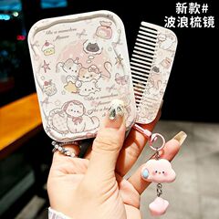 可爱小猫卡通小镜子化妆镜便携随身高颜值学生手持折叠补妆镜女