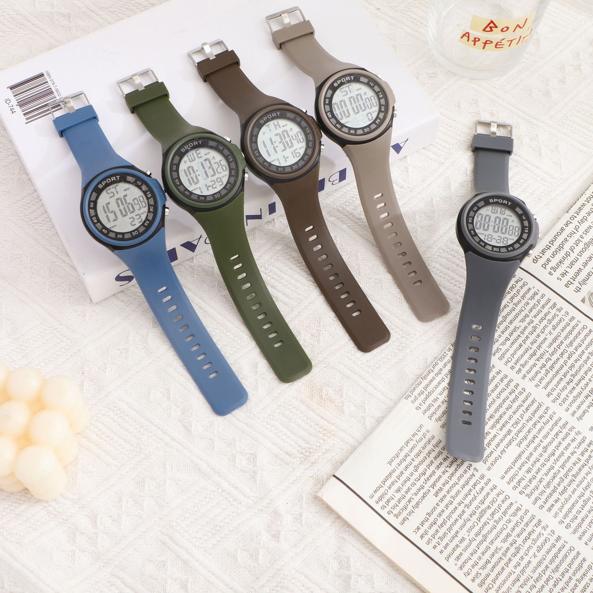 Red impermeable luz nocturna reloj electrónico de moda masculina simple estudiantes de secundaria adolescentes reloj deportivo multifuncional al por mayor
