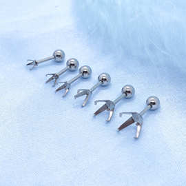 厂家不锈钢饰品配件 四爪丝杆DIY方钻耳钉 耳蜗钉配件半成品批发