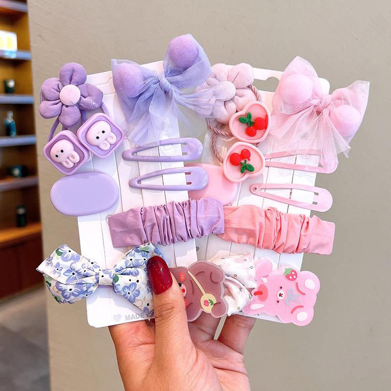 Cute Animal Flower Bow Knot Plastic Pleated Hair Clip Hair Tie 1 Set display picture 3