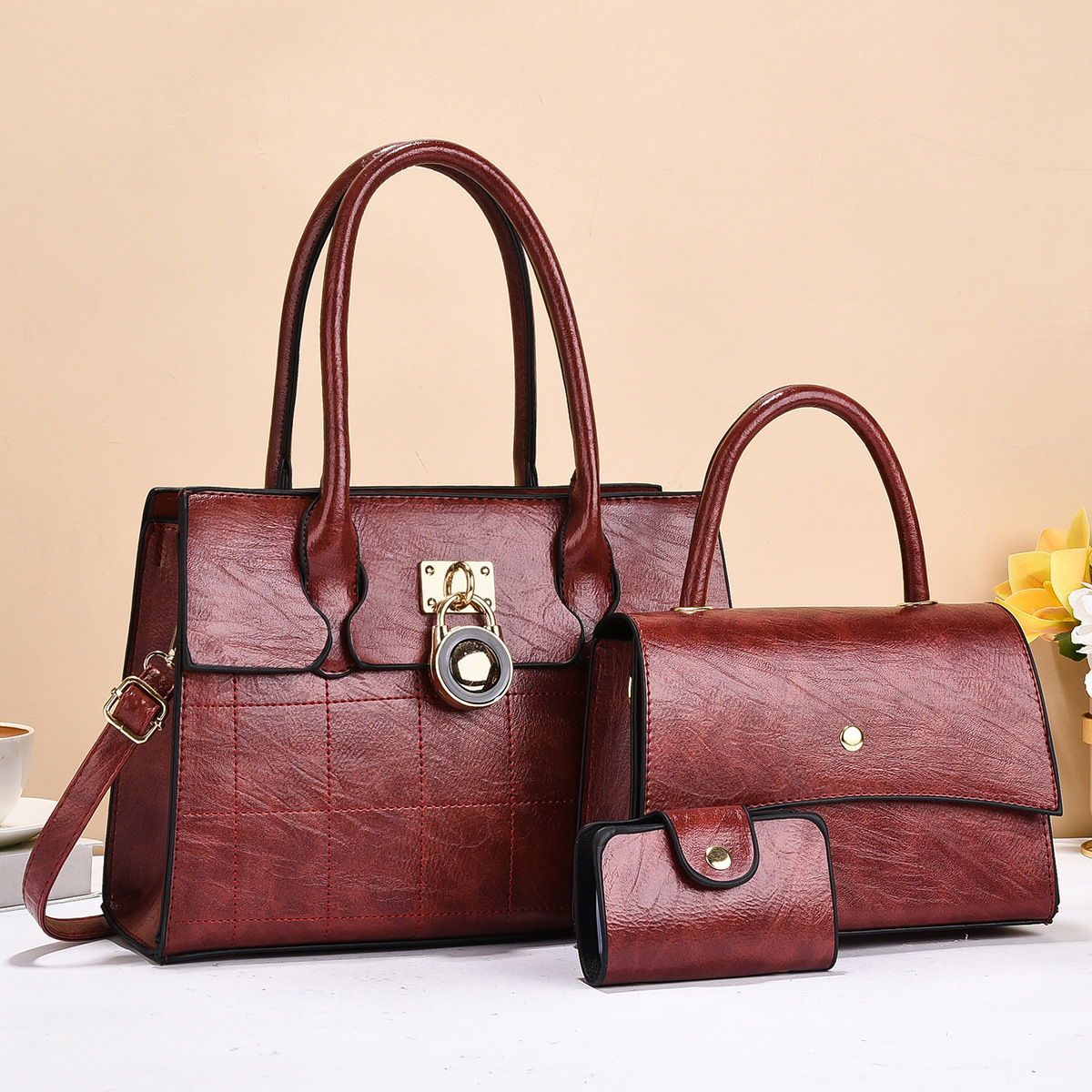 Bolso de mujer ocio estilo transfronterizo retro bolso de niños 2025 primavera nueva combinación de bolsos de tres piezas de bolso de gran capacidad