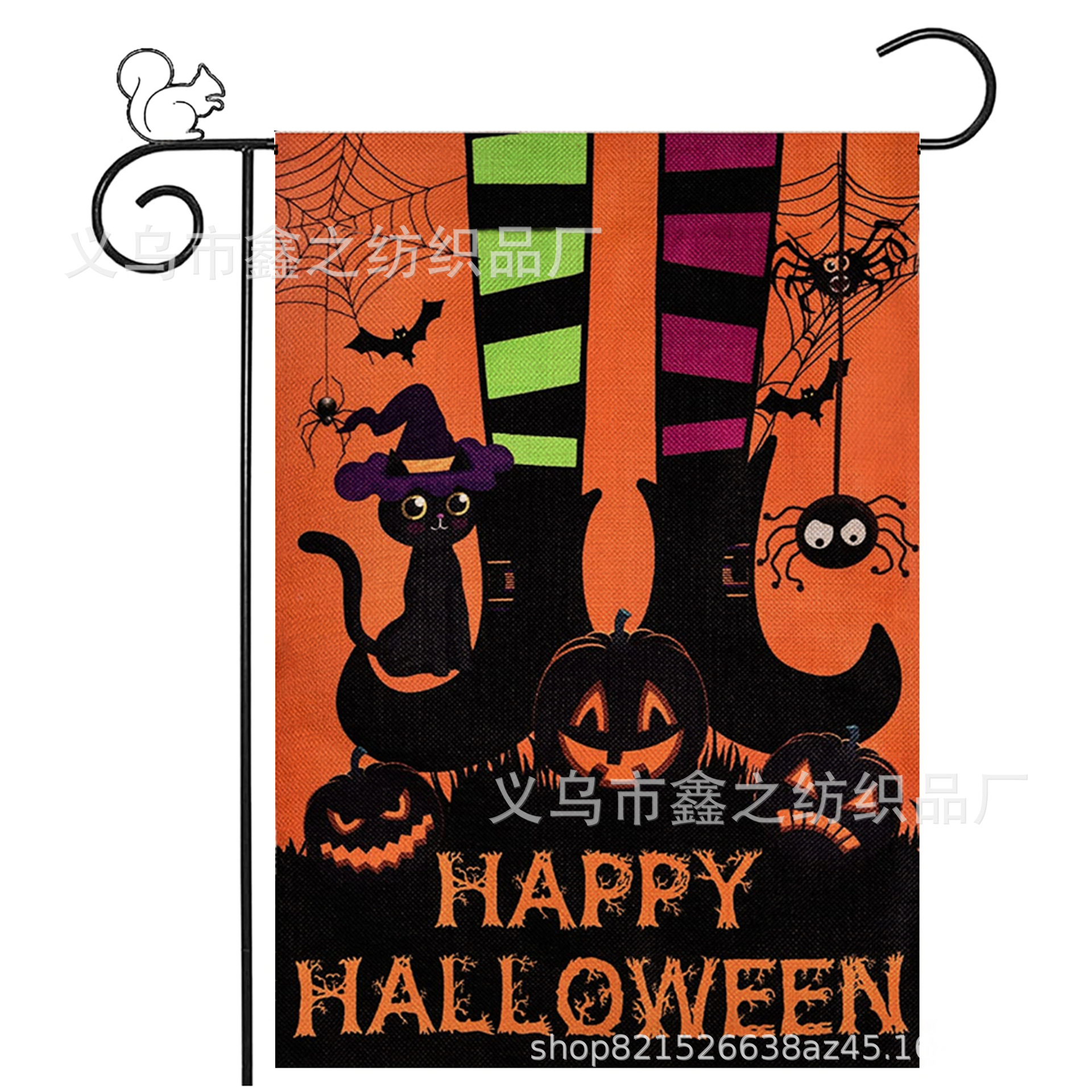 亚马逊万圣节花园旗涤纶南瓜节日旗亚麻布双面庭院旗派对装饰旗