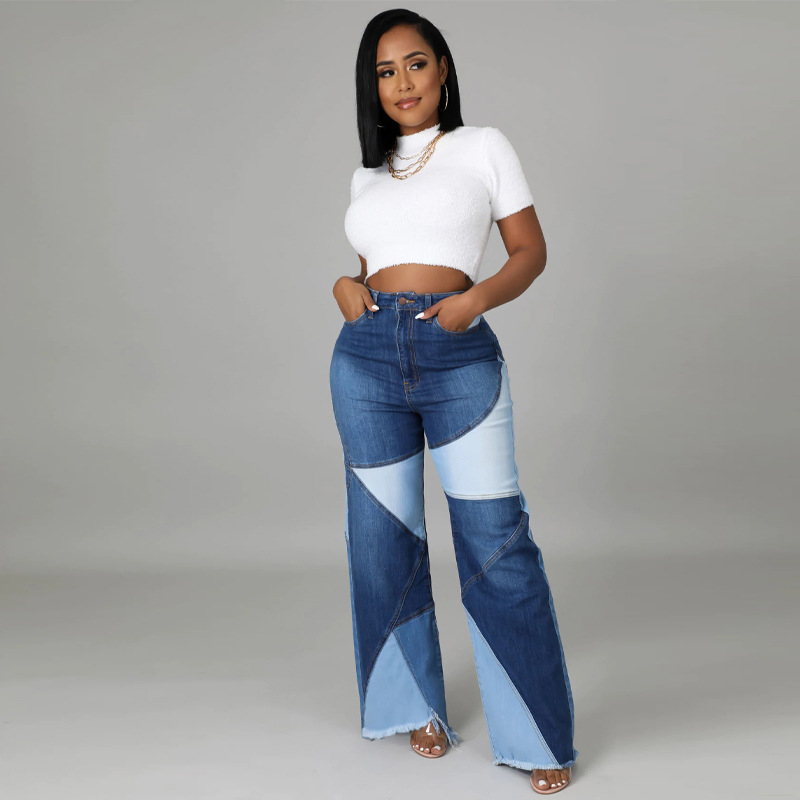 Pantalones anchos elásticos de talla grande para mujer, estilo europeo y americano, nuevos de otoño, disponibles en el fabricante, venta al por mayor de jeans de dos colores