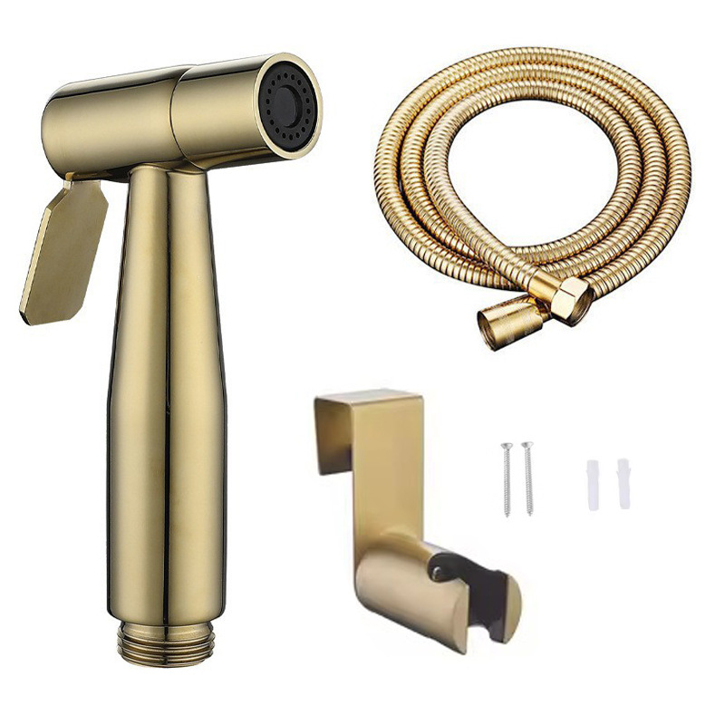 Acero inoxidable transfronterizo inodoro compañero conjunto de pistola de pulverización lavador de mujer grifo boquilla de pulverización presurizada pistola de pulverización de lavado inodoro