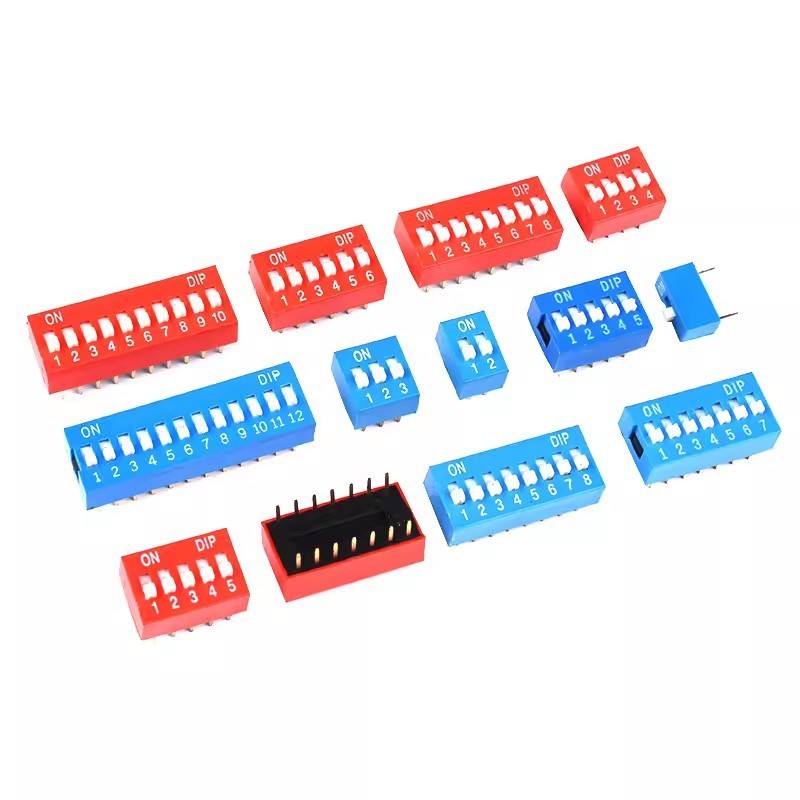 赤い青いダイヤルスイッチDS-1/2/3/4/5/6/8/10/12pビット直挿し2.54mm平ダイヤル|undefined