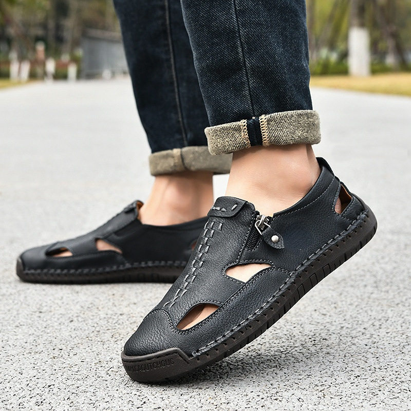 Dép sandal nam bít mũi thoáng khí chống trượt, cỡ lớn đi biển — T2518 trắng, T2518 vàng, T2518 xanh, T2518 đen chi tiết 16