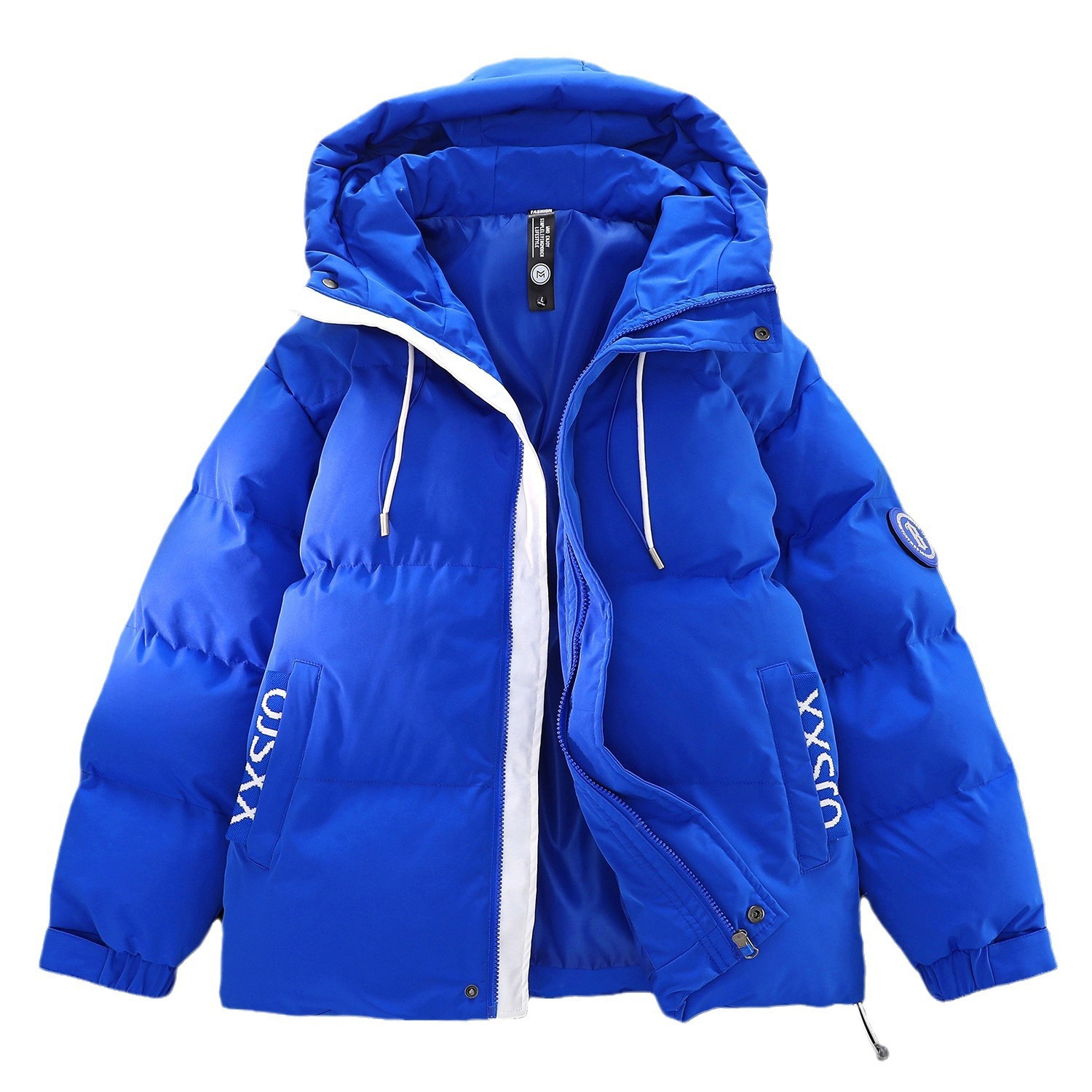 2023 nueva juventud guapo Abrigo acolchado de algodón engrosado falso de dos piezas con capucha ins abrigo suelto estilo Hong Kong Abrigo acolchado de algodón de invierno