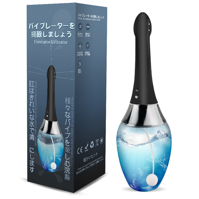 Dragonfly Vibration Cleaning Men's and Women's Vaginal Anal Dual-purpose Clear Flow Electric Automatic Cleaner Adult Sex Products