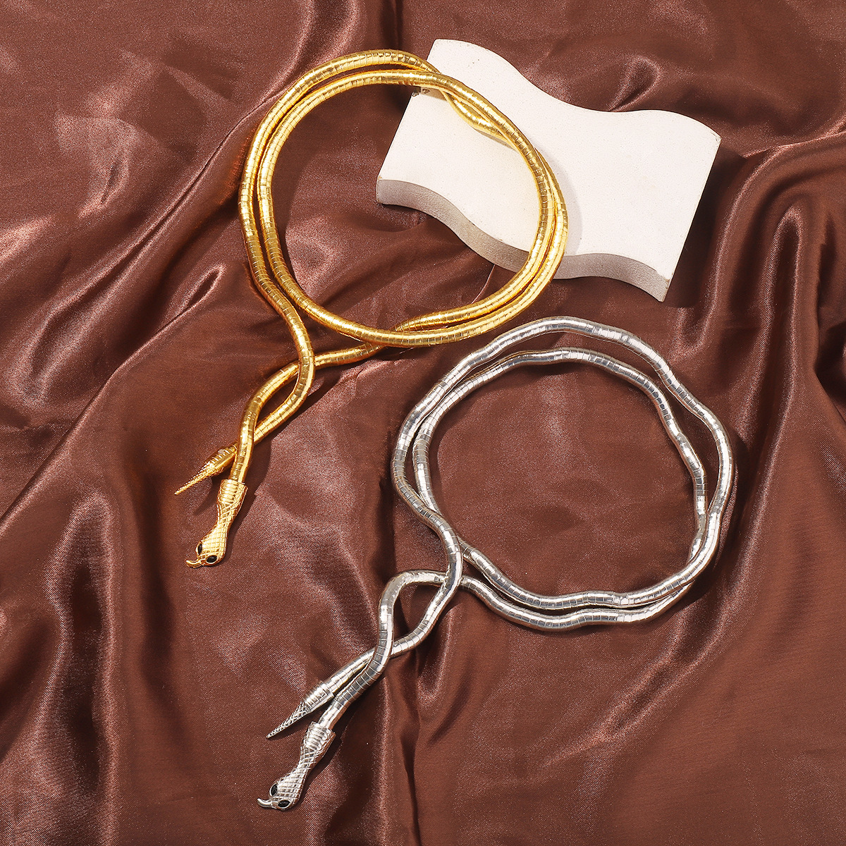 Personalised Wrapped Snake Necklace And Adjustable Bracelet Set_voghion.com