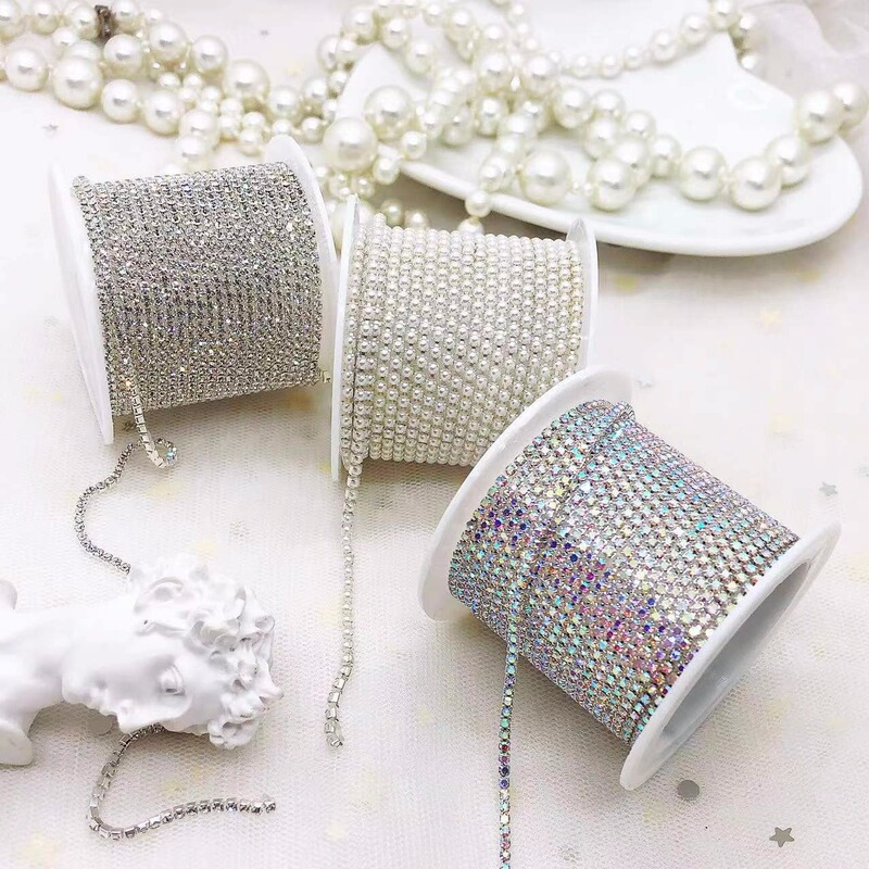 Nail Art Chain Rhinestones Claw Rhinestones Pearl Accessories Rhinestones Iridescent Ab French Beveled Edge Nails Can Be Trimmed Iridescent Rhinestones