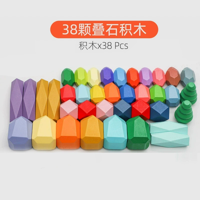 Красочная деревянная башня Montessori, конструктор, Дженга, игрушка, (跨境交易), раннее образование
