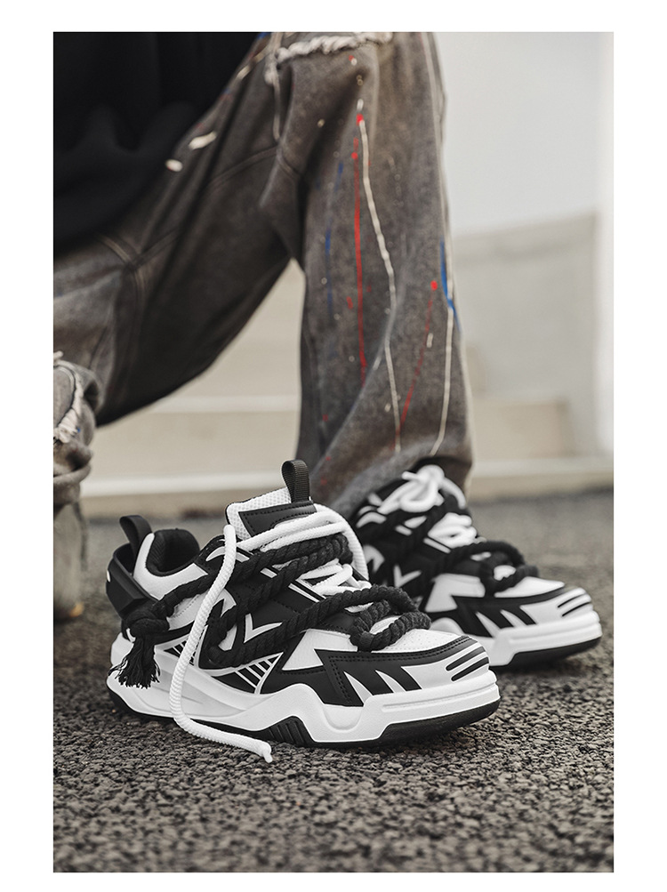 Novos sapatos esportivos masculinos de outono de 2024, sola grossa e antiderrapante, versão coreana, moda moderna, design de nicho, sapatos de pão_voghion.com