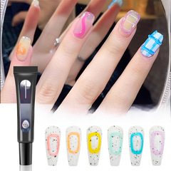 Hollywood Glamour 5D Soft Gel French Manicure with Glitter and Pearls