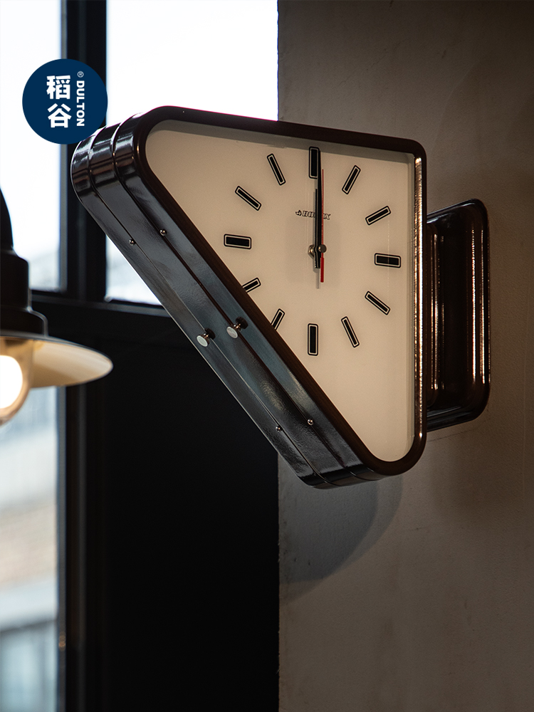 ➺稻谷藏库BONOX 金属双面三角挂钟 墙面静音钟表 简约墙面装饰