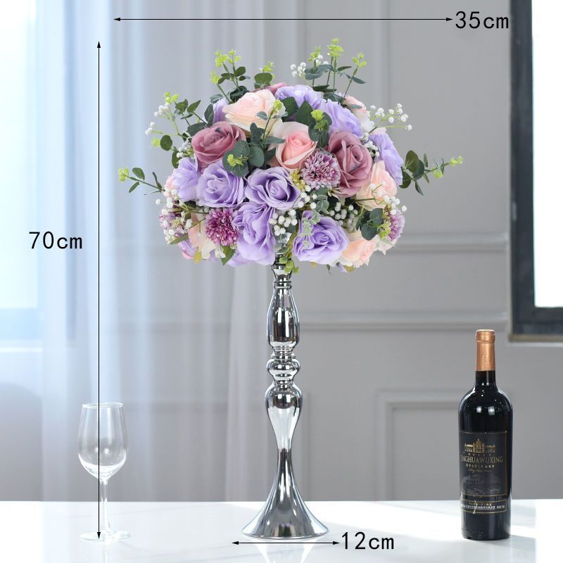 보라색 은색 꽃 그릇