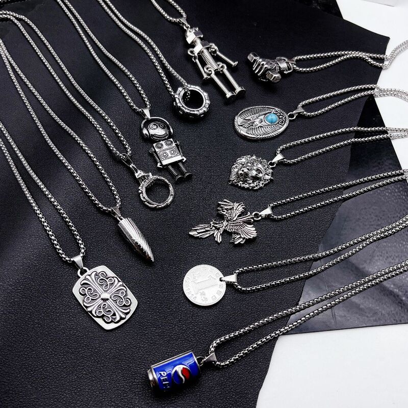 Long all-match pendant necklace simple titanium steel sweater chain personality hip hop men's chain ins fashion brand accessories for women