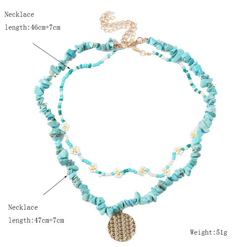 Nihaojewelry Hand-woven Natural Stone Round Tag Multi-layer Necklace Wholesale Jewelry display picture 1
