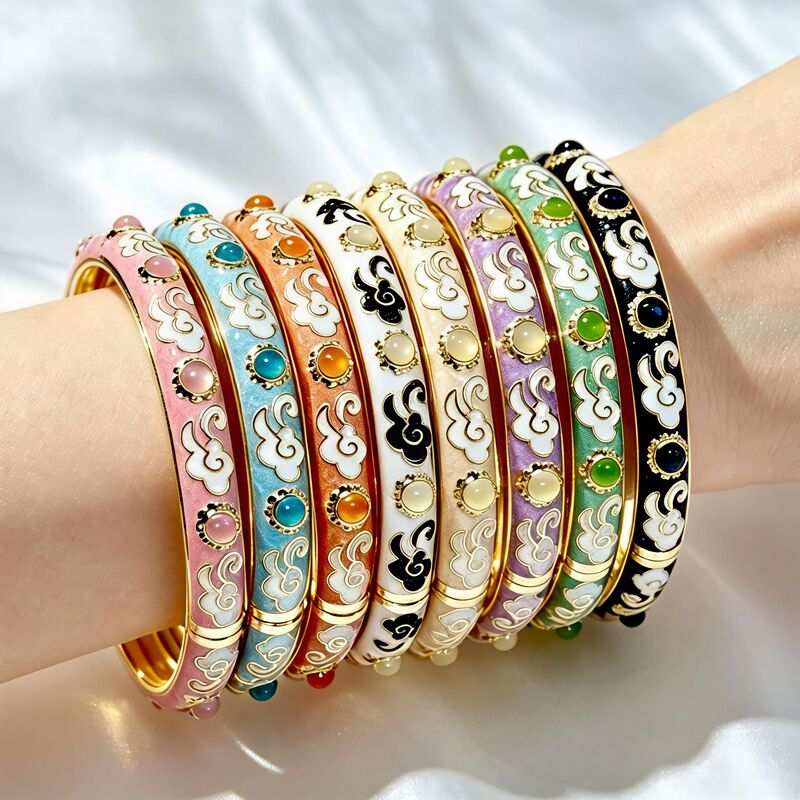 In-Stock Factory Direct Supply Xiangyun Enamel Bracelets, New Chinese Style Wholesale, National Style with Colorful Glaze Embellishments, Tiktok Trending Enamel In-Stock Factory Direct Supply Xiangyun Enamel Bracelets, New Chinese Style Wholesale, National Style with Colorful Glaze Embellishments, Tiktok Trending Enamel