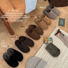 THEMANDAGO芒大果 厚底加绒保暖包头拖懒人半拖真皮拖鞋女冬