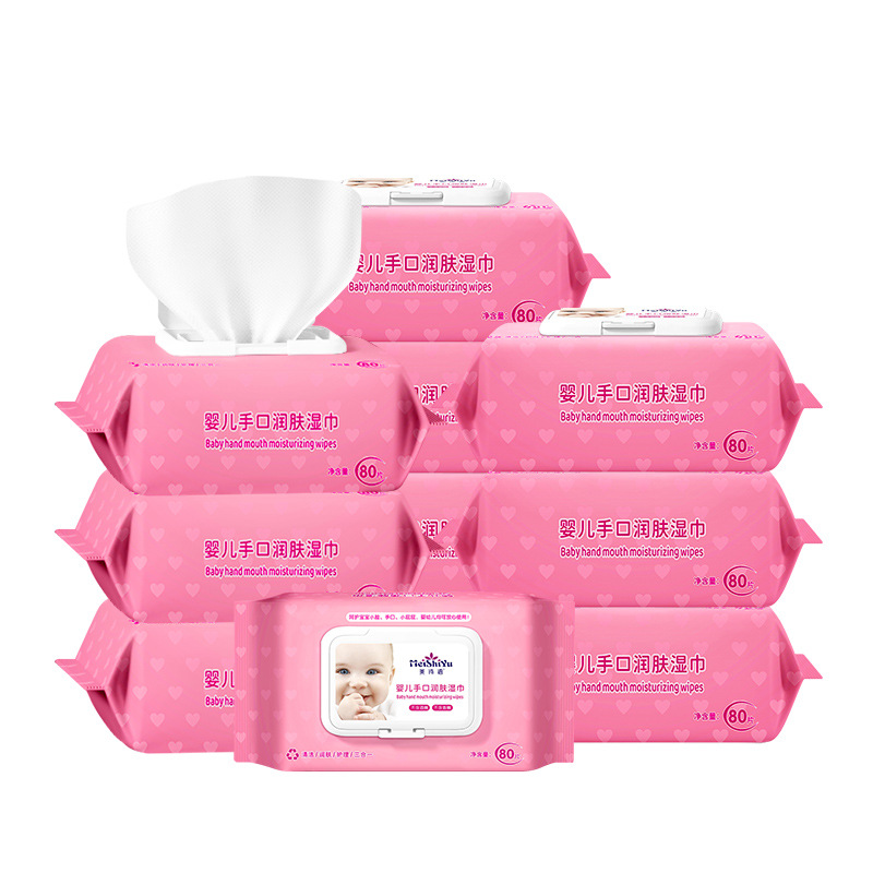 Toallitas de mano de bebé al por mayor 80 piezas Paquete Grande bebé niños toallitas con cubierta toallitas infantiles fábrica al por mayor