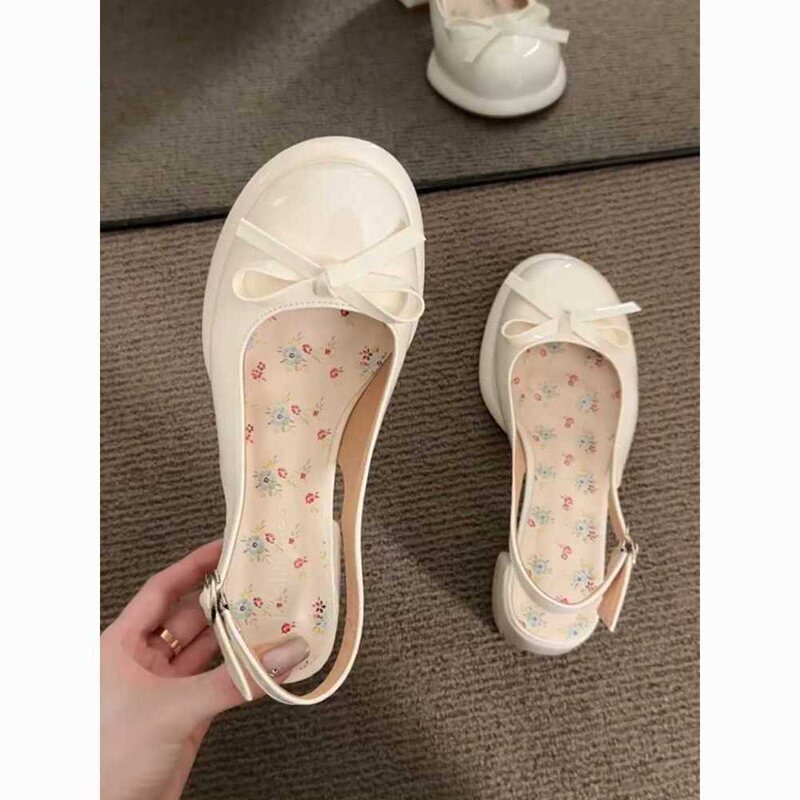 French-Style Closed-Toe High-Heeled Sandals for Women, 2026 Summer New Model, Bowknot Fairy Chunky Heel Gentle Mary Jane Leather Shoes French-Style Closed-Toe High-Heeled Sandals for Women, 2026 Summer New Model, Bowknot Fairy Chunky Heel Gentle Mary Jane Leather Shoes