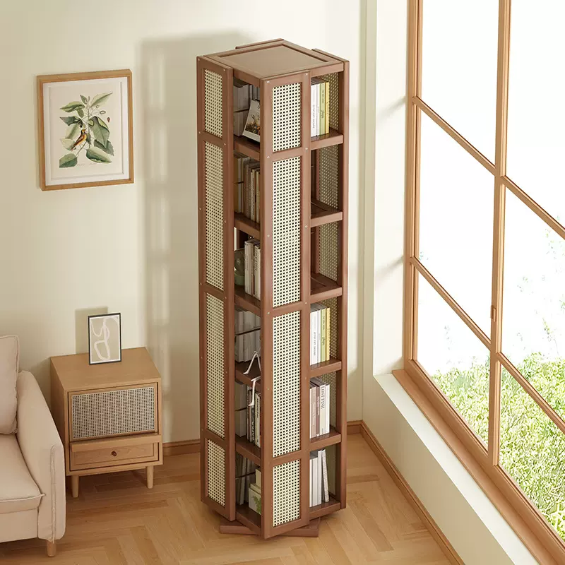 旋转书架房间内学生书柜书房省空间落地儿童绘本架家用简易置物架