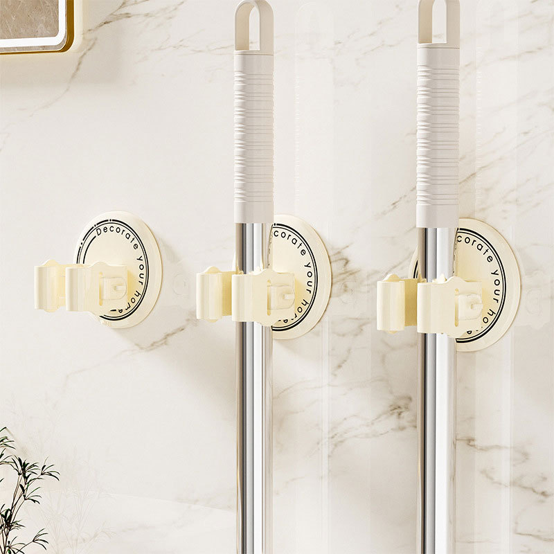 Nuevo clip de fregona simple ponche libre montado en la pared de almacenamiento de rack fregona fija artefacto baño fregona clip