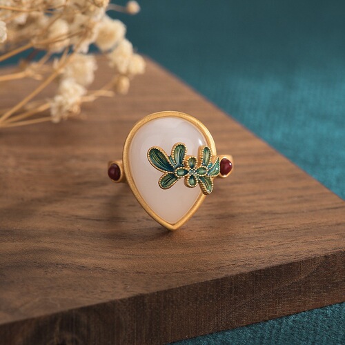  Summer New Product Chinese Style Ancient Costume Hanfu Temperament Girls Matching Hand Jewelry Imitation Hotan Yunan Red Ring Women