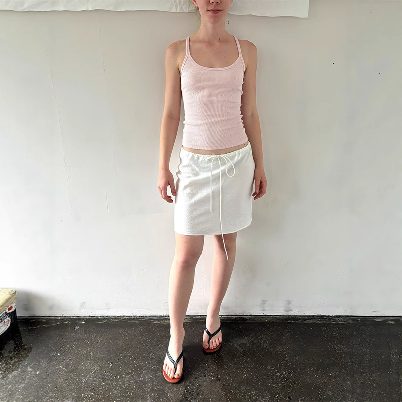 Slim Waistband Drawstring Bias-Cut Linen Skirt Shorts/Long Skirt Loose Straight Skirt Versatile Low-Waist Women's Skirt