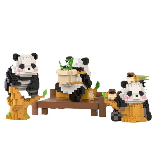 Compatible with Lego Panda Huahua Menglan Fubao creative ornaments children's educational assembled building blocks toys gifts wholesale