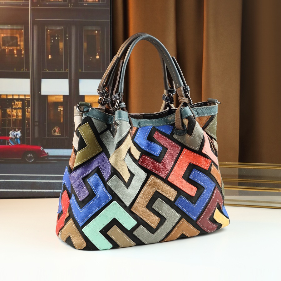 Retro Women's Crossbody Handbag Genuine Leather Patchwork Shoulder Bag Fashion Trendy_voghion.com