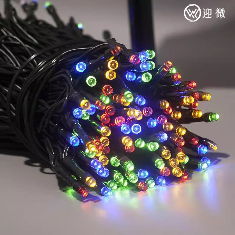 LED Solar String Lights Outdoor Waterproof Courtyard Decor Starry Sky Small Colorful Lights Christmas New Year Atmosphere Blinking Lights