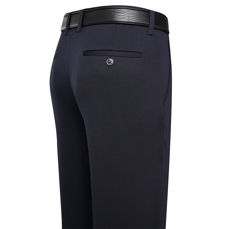 Verano en stock recto Four Seasons universal micro elástico de los hombres pantalones de traje casual de mediana edad y ancianos delgados gruesos Pantalones rectos de negocios al por mayor