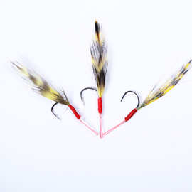 凯特新品8#彩色羽毛单钩路亚鱼钩海钓绑毛鱼饵配件渔具户外垂钓