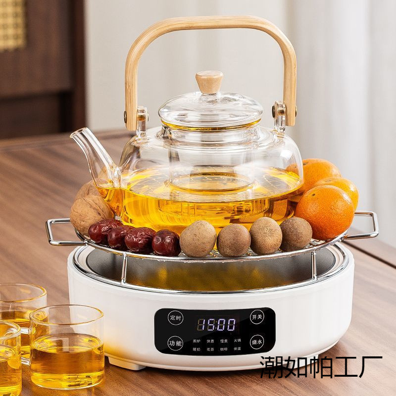 New Model Tea Brewing Stove with Thickened Explosion-Proof Glass Pot, Electric Ceramic Stove, Insulated Water Boiling Indoor Electric Stove, Internet Celebrity Set