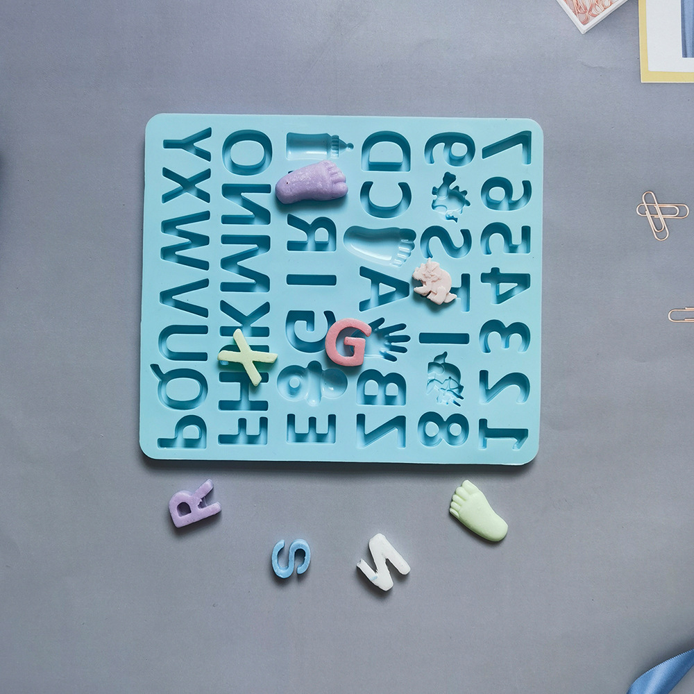 女孩字母数字巧克力1硅胶模具蛋糕布丁甜点模具烘焙用具