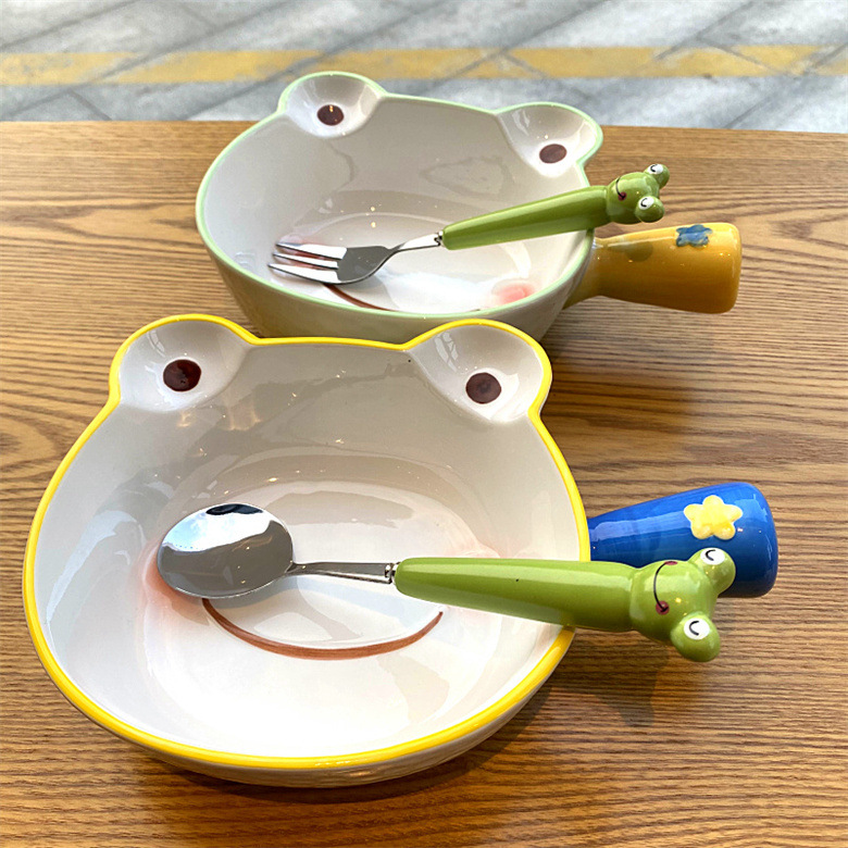 Cartoon, Cute Style Cartoon Cute Frog Crocodile 430 Stainless Steel Ceramics Tableware