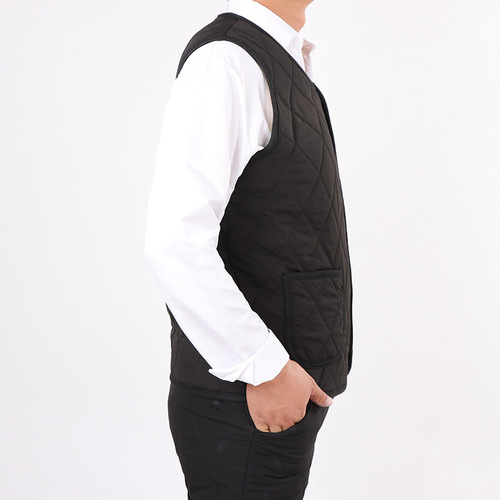 Men's Father Fleece Lined Warm Middle-Aged Large Size Vest with Pockets for Men and Women Short-Sleeve Vest