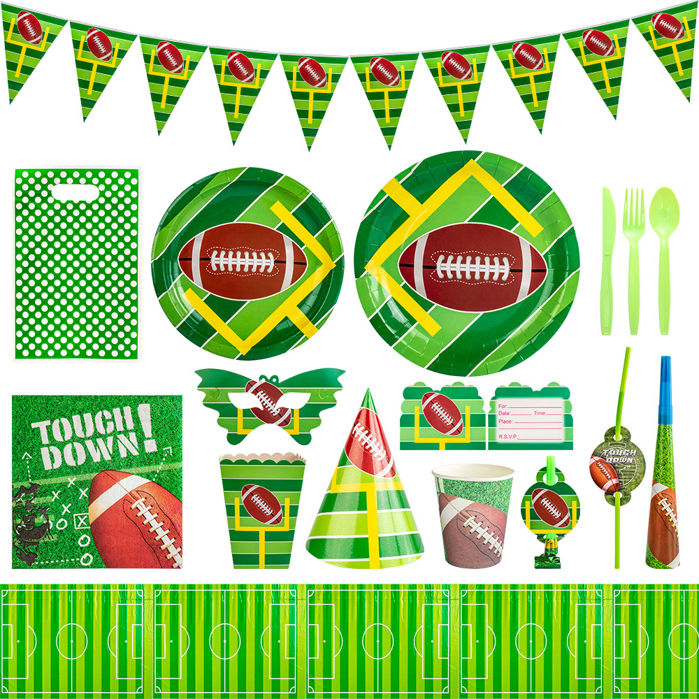 En stock rugby fútbol americano tema taza de papel cena placa Amazon decoración fiesta cumpleaños traje