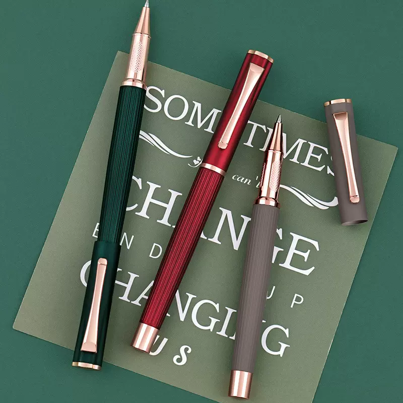 现货新款金属宝珠笔商务金属签字笔盒装中性笔水性笔激光LOGO定制