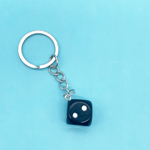 Simulation color dice keychain resin solid color mahjong mini dice bag small gift pendant wholesale