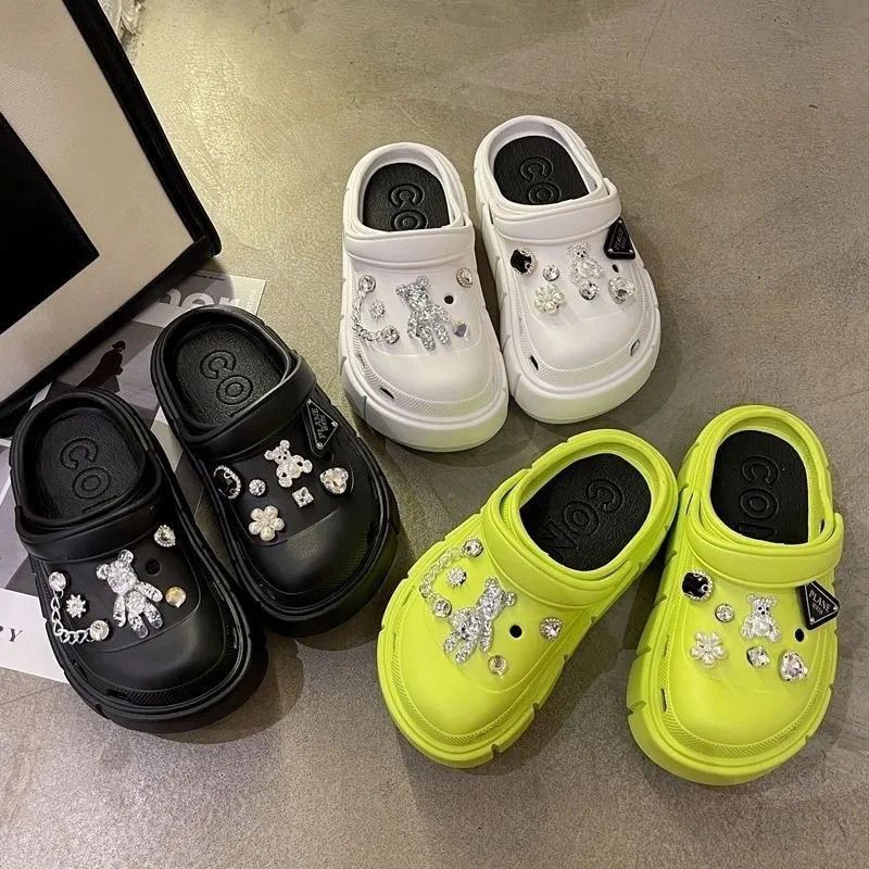 Toe-Toe Shoes, Thick Soles, Cute Clogs, Women's Summer Slippers, Clogs, DIY Accessories, Non-Slip 2025 New Style
