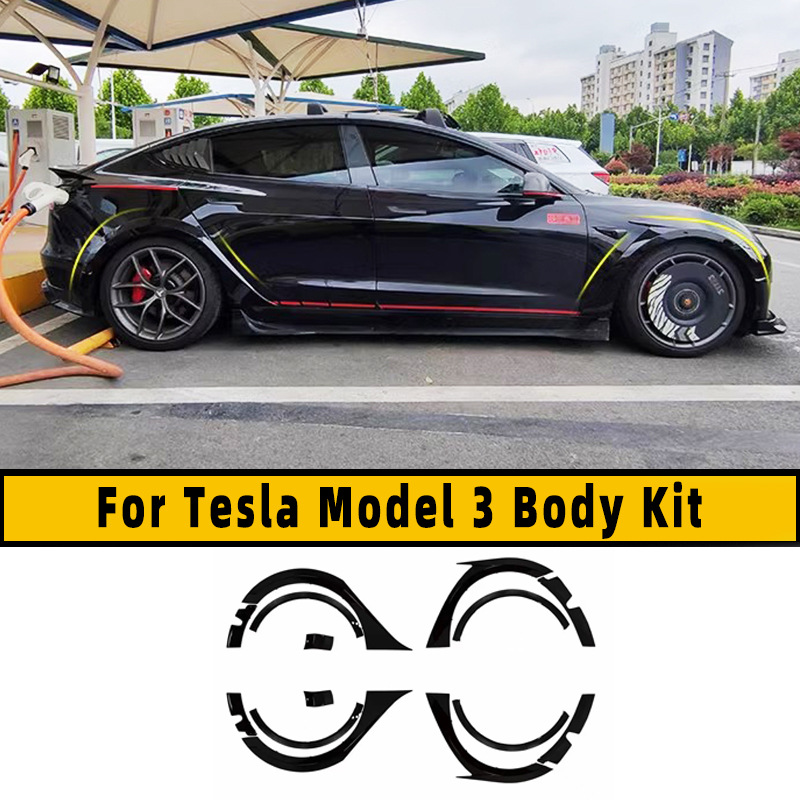 Suitable for 19-23 Model 3 Wide Body Wheel Eyebrow Modification Tubro Wide Body Wheel Eyebrow Widening Decorative Wheel Eyebrow