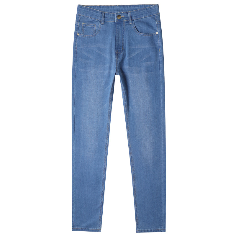 Soft Jeans hombres de cintura media-alta sueltos transpirables negocios Pantalones rectos hombres cómodos slim fit papá de mediana edad Pantalones
