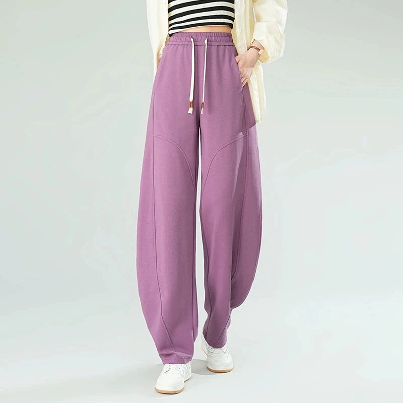 Демисезонные брюки, флисовые Leggings, корейский стиль, высокая талия, оверсайз, шнуровка