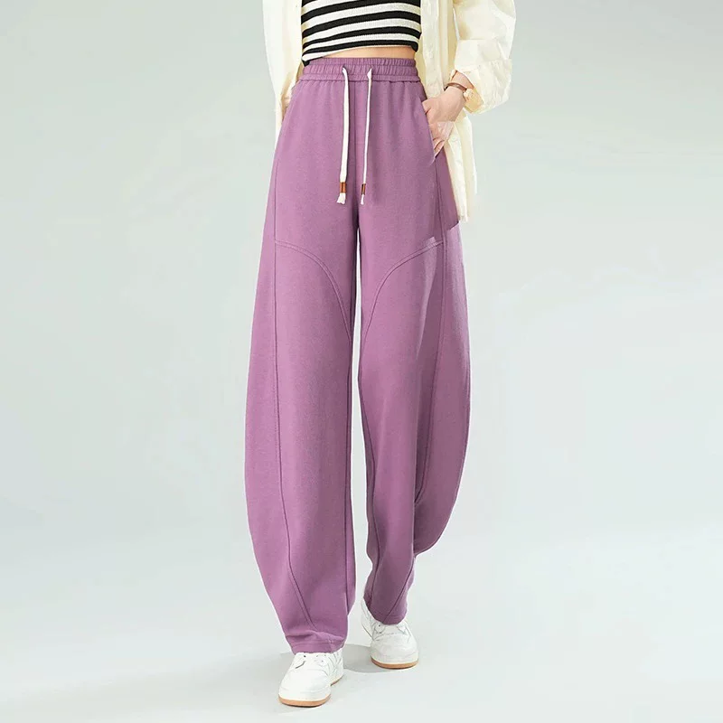 Демисезонные брюки, флисовые Leggings, корейский стиль, высокая талия, оверсайз, шнуровка