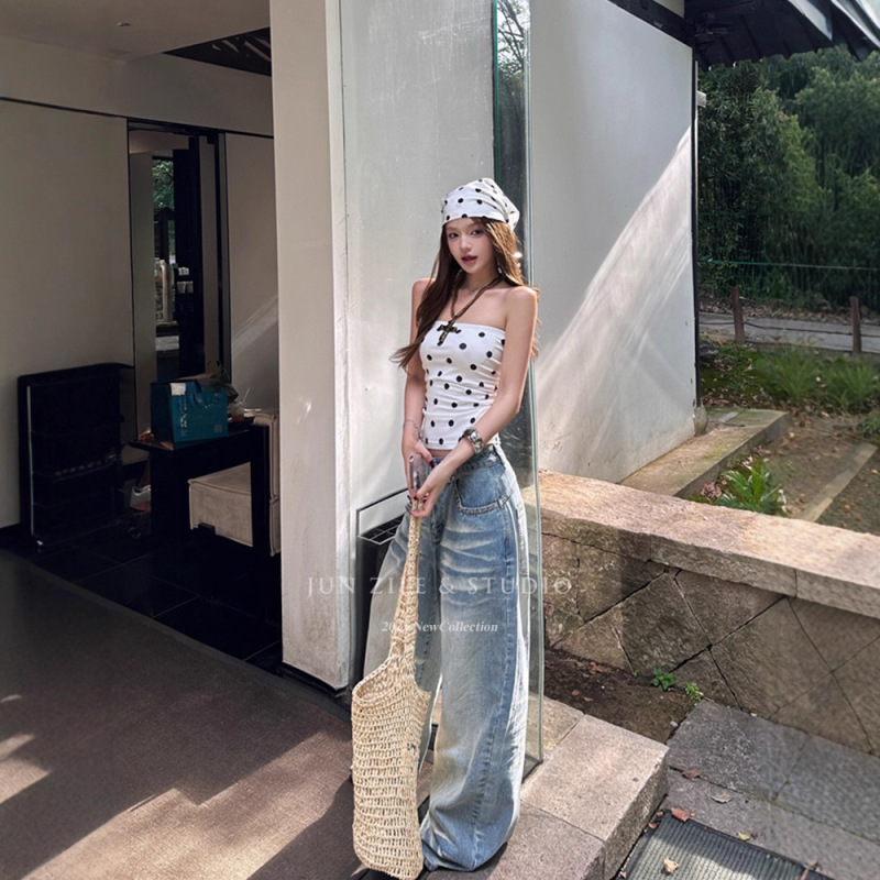 Wide-Leg Jeans, High-Waisted, Loose-Fitting, Slimming Straight-Leg Pants, Korean Style, Versatile, Summer Thin Washed Long Pants for Women Wide-Leg Jeans, High-Waisted, Loose-Fitting, Slimming Straight-Leg Pants, Korean Style, Versatile, Summer Thin Washed Long Pants for Women
