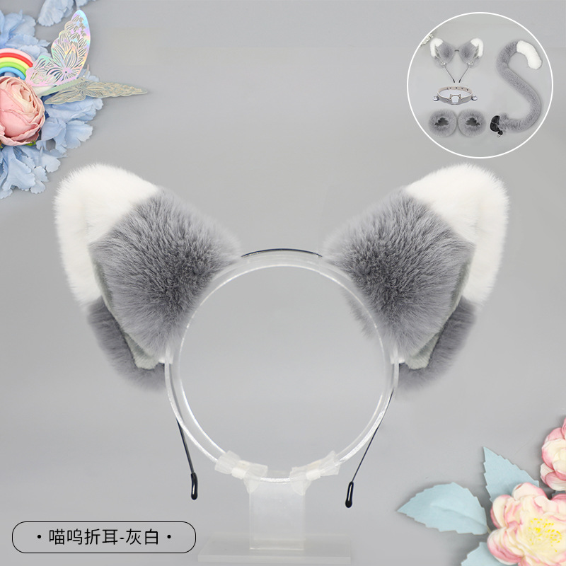 De una sola pieza hecha a mano de peluche Lolita diadema de oreja de gato KC accesorios para el cabello bestia oído tocado Fox oreja horquilla