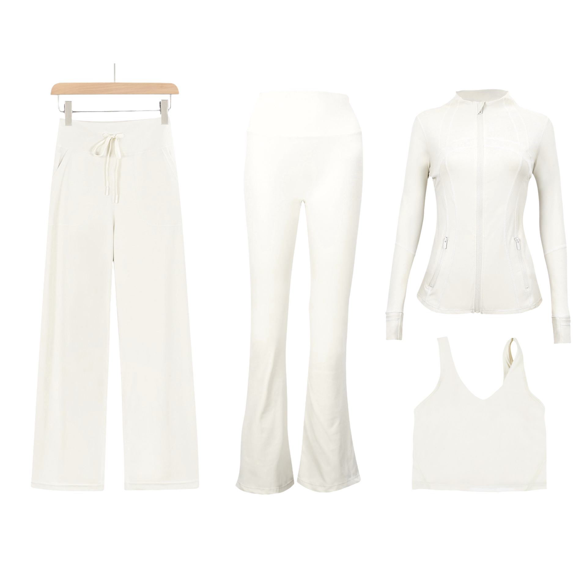 Women's Slim Fit Active Four Piece Set With Jacket And Leggings_voghion.com
